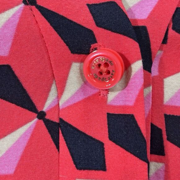 Kate Spade Silk Blend Dress Diamond Pinwheel Print Womens Large Pink Black READ - Picture 9 of 12